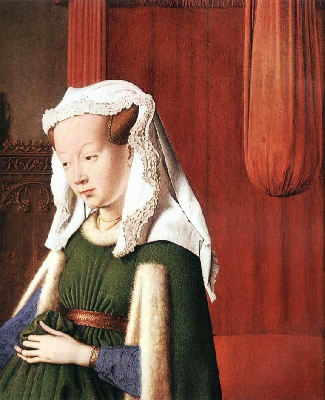 EYCK, Jan van Portrait of Giovanni Arnolfini and his Wife (detail) dg oil painting picture
